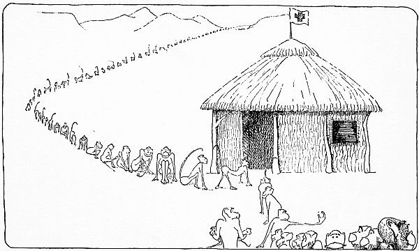 Bác sĩ gọi tất cả những con khỉ còn khỏe đến để tiêm phòng